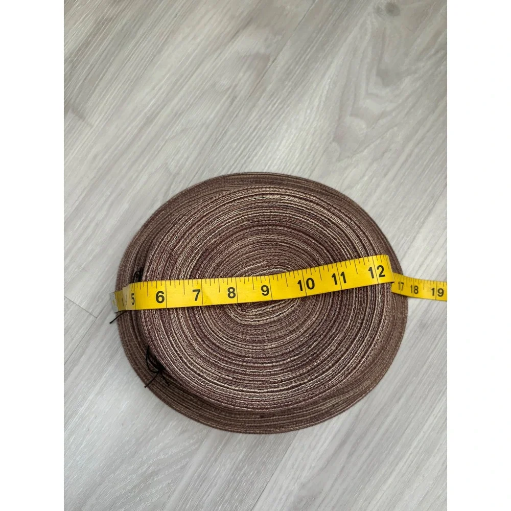 Croft & Barrow Hat Womens Brown Striped Woven Straw Sun Hat Wood Beads Cloche